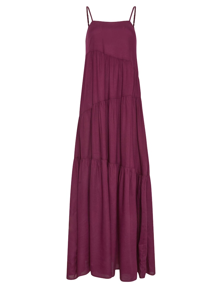 Long Tall Sally Dark Red Asymmetric Tiered Midaxi Dress - Image 6 of 6