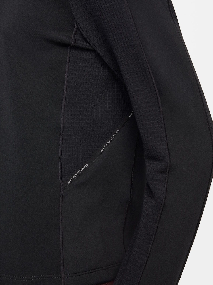 Nike Black Pro Therma-FIT Long-Sleeve Half Zip Training Top - Image 8 of 9