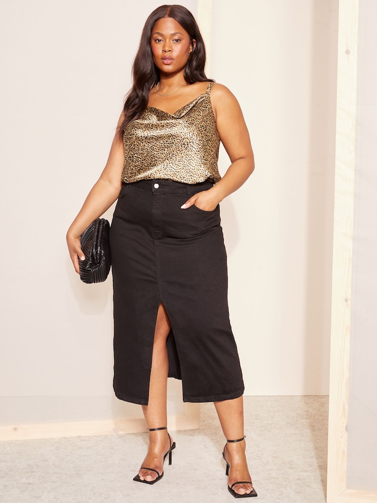 Curves Like These Beige Animal Cowl Neck Cami Top - Image 2 of 4