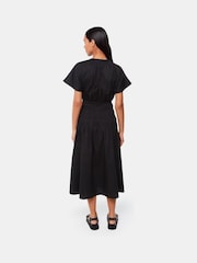 Whistles Poplin Shirred Black Dress - Image 2 of 6