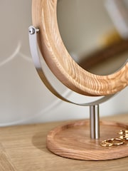 Natural Ashwood 5x Magnification Round Dressing Table Mirror - Image 2 of 5