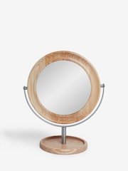 Natural Ashwood 5x Magnification Round Dressing Table Mirror - Image 3 of 5