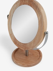 Natural Ashwood 5x Magnification Round Dressing Table Mirror - Image 5 of 5