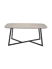 Pacific Brown and Grey Ukiah Oak Veneer and Black Metal Dining Table - Image 2 of 6