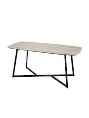 Pacific Brown and Grey Ukiah Oak Veneer and Black Metal Dining Table - Image 3 of 6