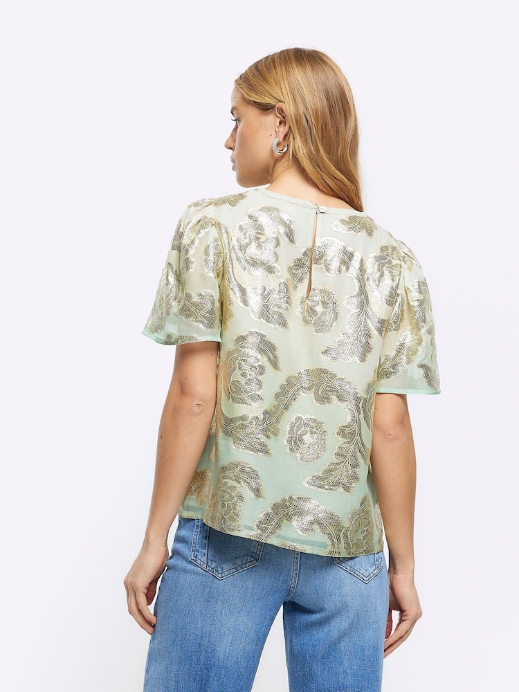 River Island Light Green Ombre Detailed T-Shirt - Image 2 of 4