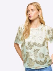 River Island Light Green Ombre Detailed T-Shirt - Image 3 of 4