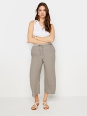 Long Tall Sally Natural Cropped Sand Linen Blend Trousers - Image 1 of 5