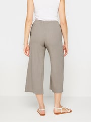 Long Tall Sally Natural Cropped Sand Linen Blend Trousers - Image 3 of 5