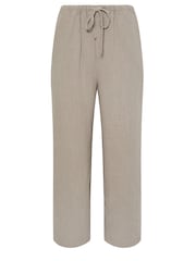 Long Tall Sally Natural Cropped Sand Linen Blend Trousers - Image 5 of 5