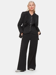 Whistles Black Petite Linen Blend Lindsey Trousers - Image 1 of 5