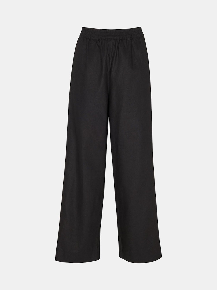 Whistles Black Petite Linen Blend Lindsey Trousers - Image 5 of 5