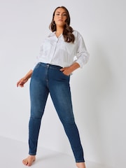 Yours Curve Blue Curve Skinny Stretch AVA Jeans - Image 2 of 5