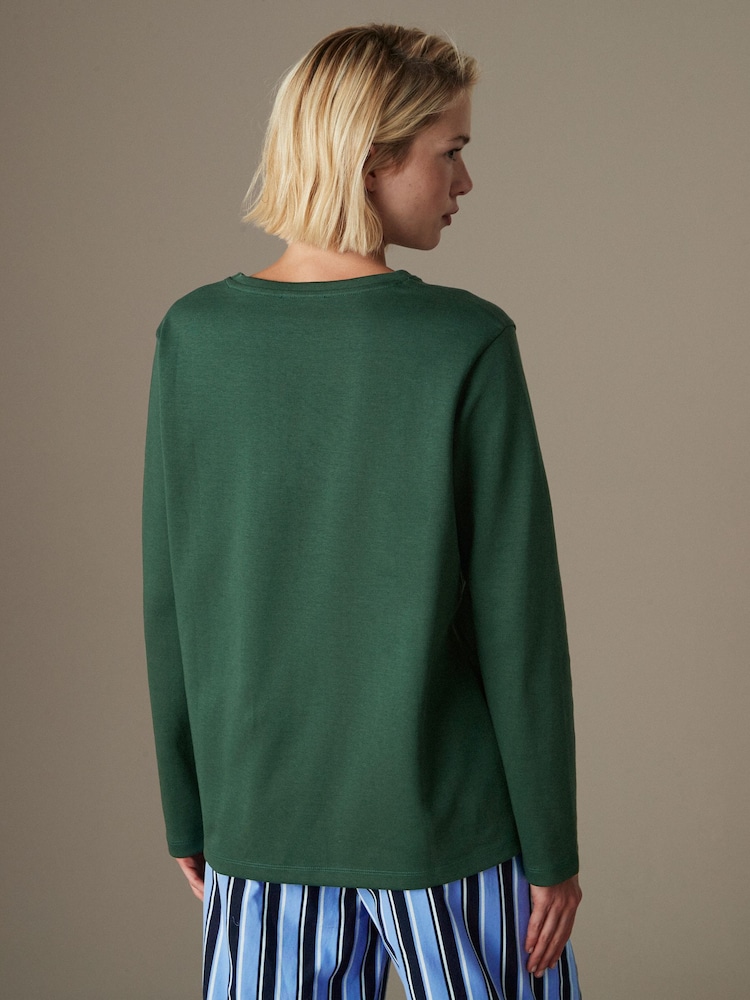 Dark Green Long Sleeve Heavyweight Crew Neck T-Shirt - Image 3 of 7