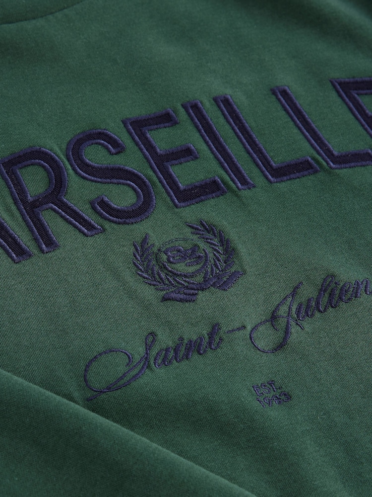 Dark Green Long Sleeve Heavyweight Crew Neck T-Shirt - Image 6 of 7