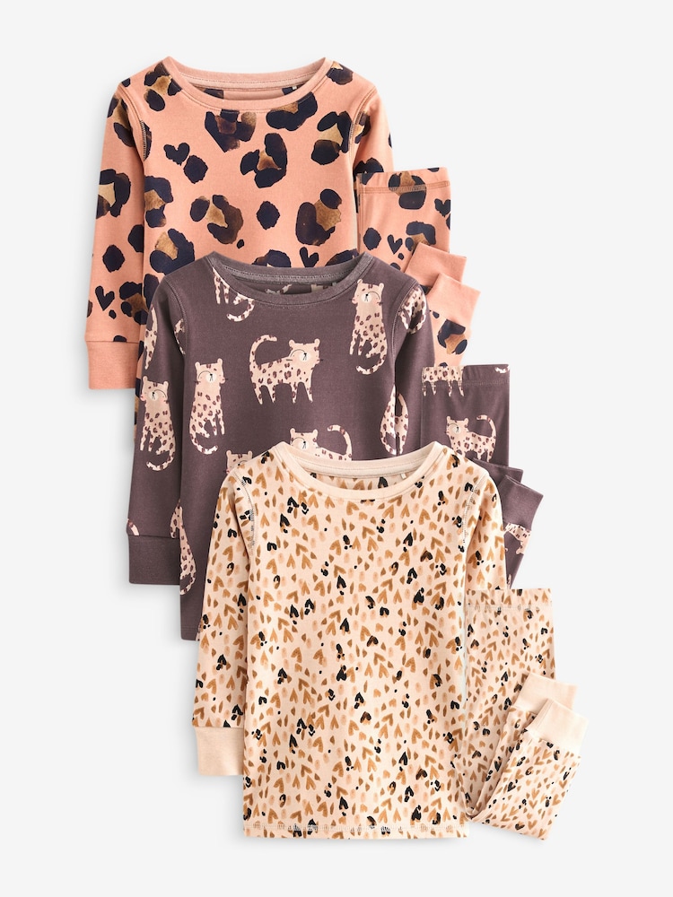 Neutral Animal Printed Snuggle Pyjamas 3 Pack (9mths-12yrs) - Image 5 of 9