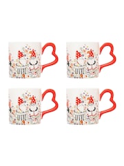 Cath Kidston Set of 4 Cream Gnomes Heart Handle Mugs - Image 1 of 4