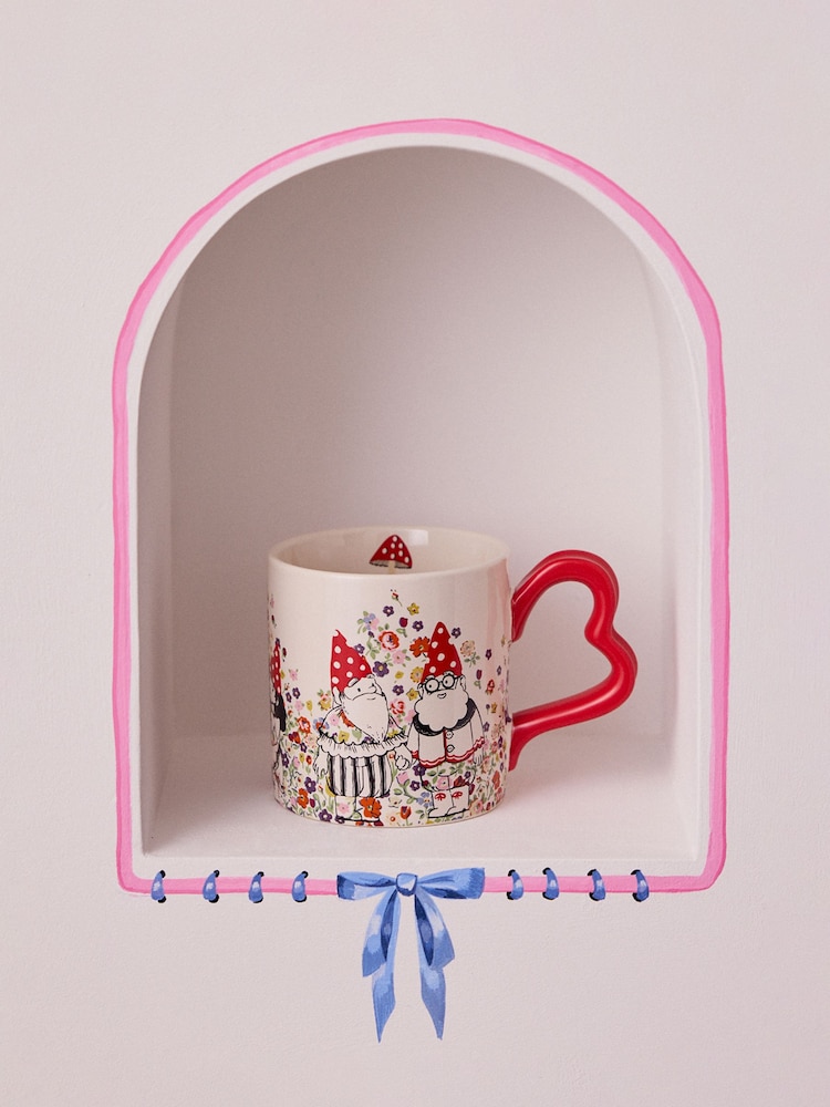 Cath Kidston Set of 4 Cream Gnomes Heart Handle Mugs - Image 4 of 4