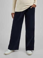 JoJo Maman Bébé Navy Blue Corduroy Wide Leg Maternity Trousers - Image 1 of 4