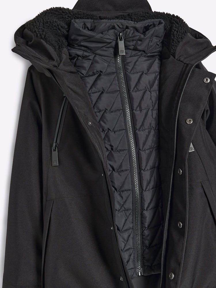 Noir - River Island Parka garçon - Image 3 of 4