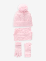 Pink Cable Cable Hat, Gloves and Scarf Set (3-16yrs) - Image 1 of 5