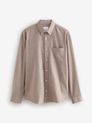 Stone Natural Brushed 100% Cotton Oxford Long Sleeve Shirt - Image 5 of 7