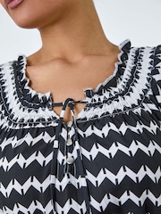 Roman Black Zig Zag Border Print Shirred Dress - Image 5 of 5