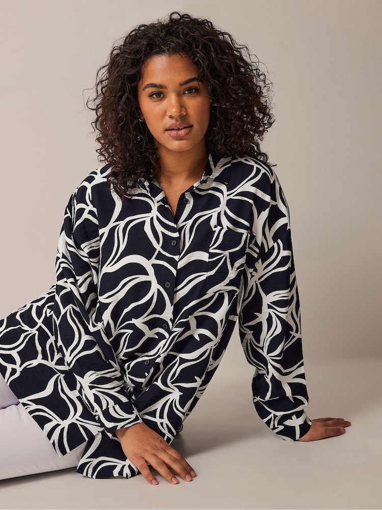 Evans Curve Navy Blue & White Girlfriend Shirt - Image 1 of 6