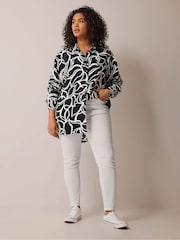 Evans Curve Navy Blue & White Girlfriend Shirt - Image 4 of 6