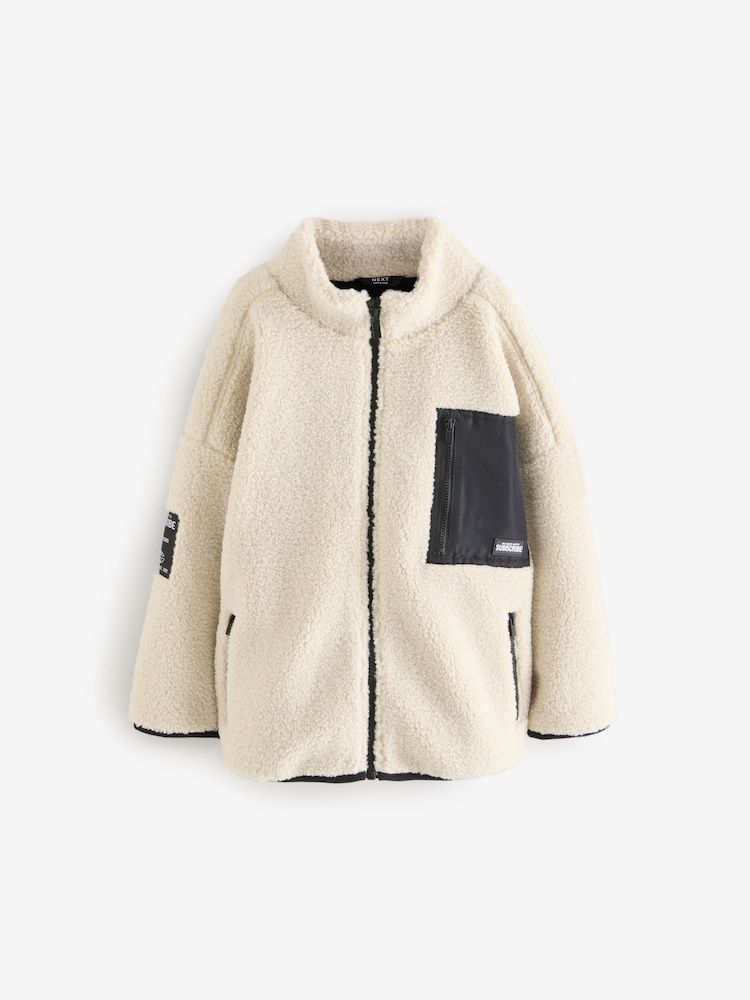 Ecru White Zip Through Borg Fleece (3-16yrs) - Image 1 of 4