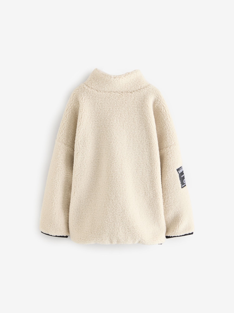 Ecru White Zip Through Borg Fleece (3-16yrs) - Image 2 of 4