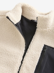 Ecru White Zip Through Borg Fleece (3-16yrs) - Image 3 of 4