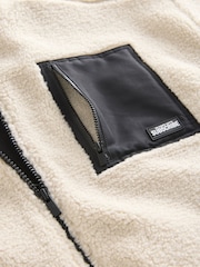 Ecru White Zip Through Borg Fleece (3-16yrs) - Image 4 of 4