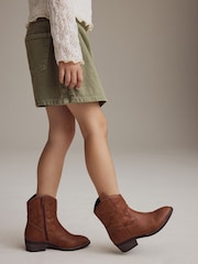 Tan Brown Western Cowboy Ankle Boots - Image 2 of 10