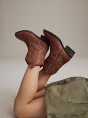 Tan Brown Western Cowboy Ankle Boots - Image 4 of 10