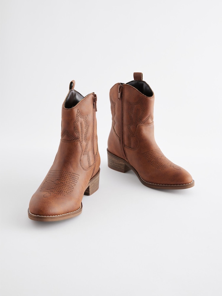 Marron fauve - Bottes de cow-boy western à cheville - Image 5 of 10