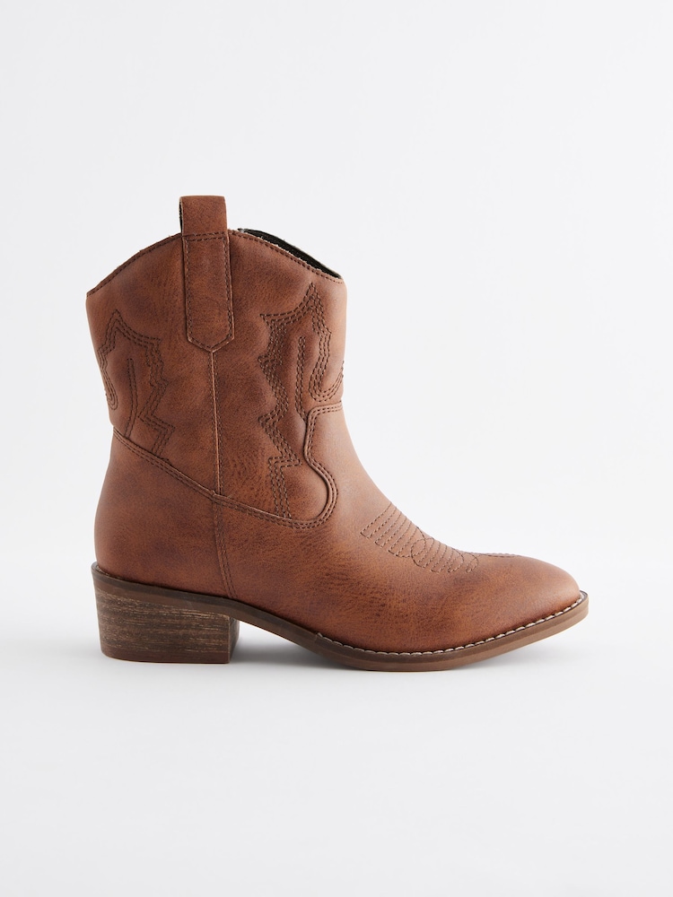 Marron fauve - Bottes de cow-boy western à cheville - Image 6 of 10