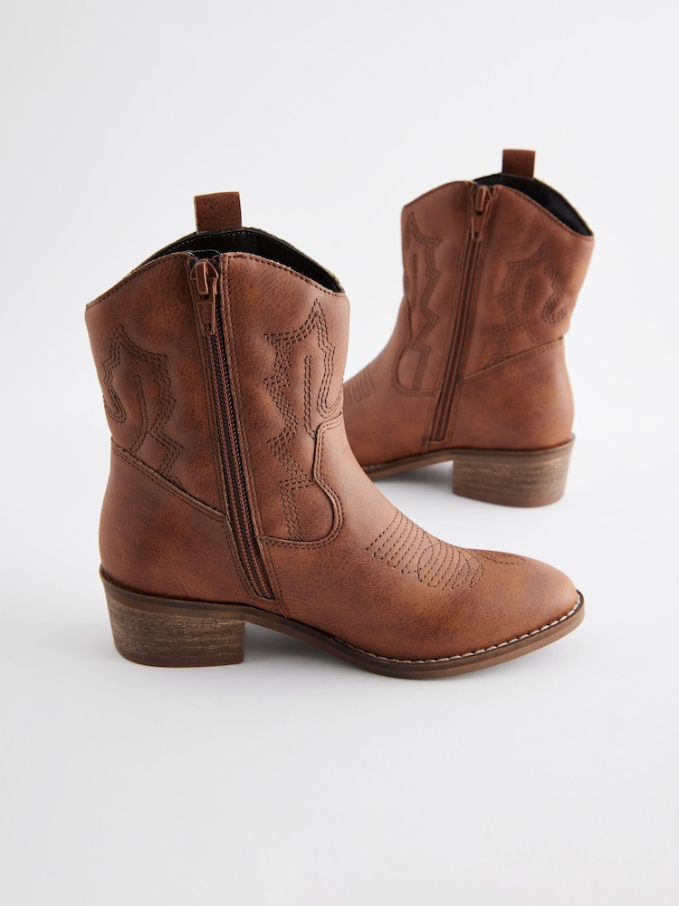 Marron fauve - Bottes de cow-boy western à cheville - Image 7 of 10
