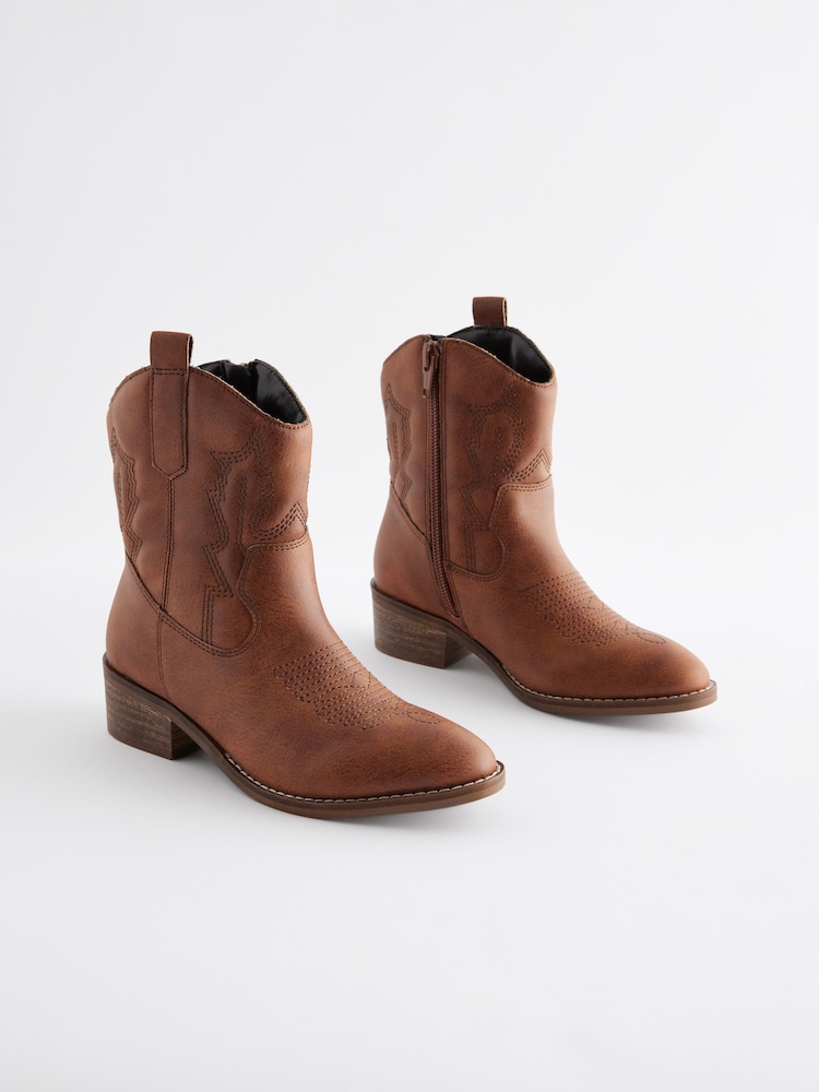 Marron fauve - Bottes de cow-boy western à cheville - Image 8 of 10