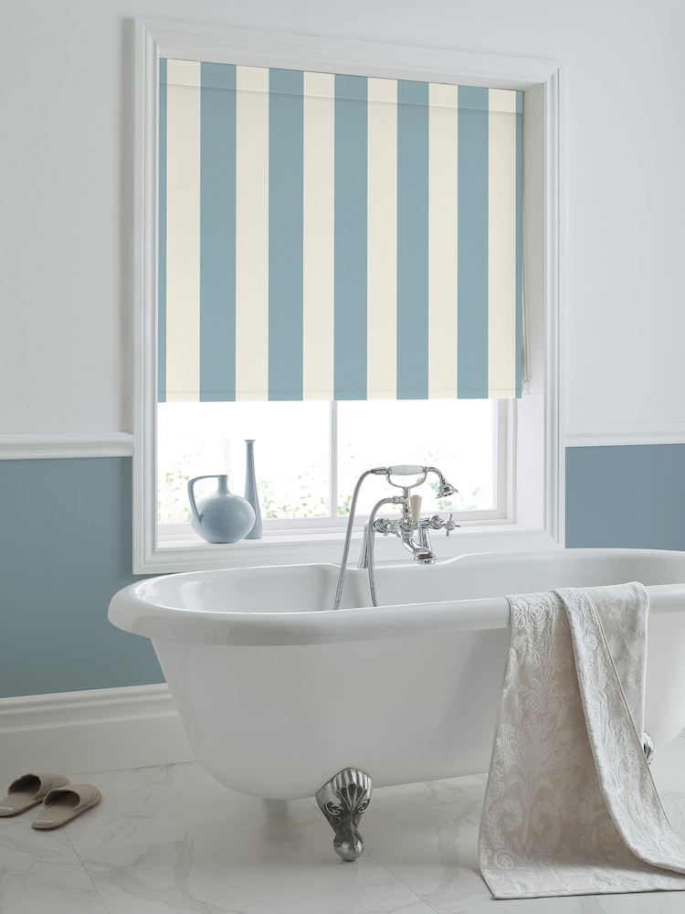 Laura Ashley Seaspray Blue Lille Stripe Made to Measure Roller Blind - Image 2 of 6