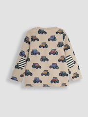 Traktoren-Print und Streifen, Stone - JoJo Maman Bébé Long Sleeve 2-Pack Tops - Bild 3 von 5