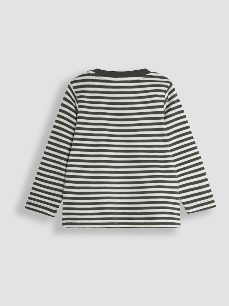 Traktoren-Print und Streifen, Stone - JoJo Maman Bébé Long Sleeve 2-Pack Tops - Bild 5 von 5