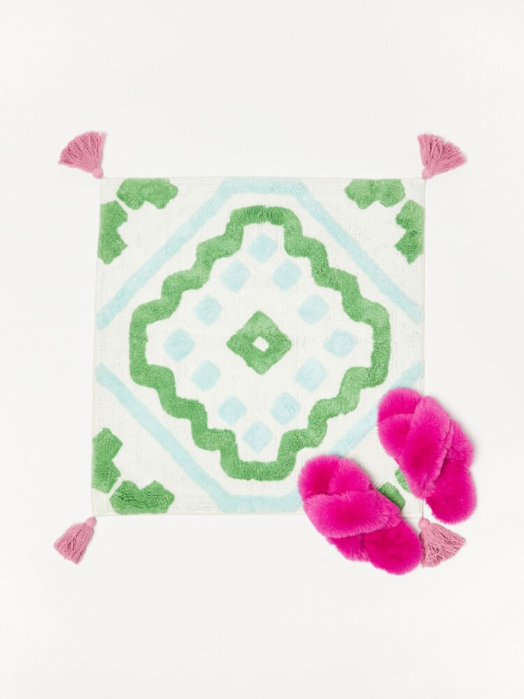 Oliver Bonas Green Tile Square Bathmat - Image 2 of 4