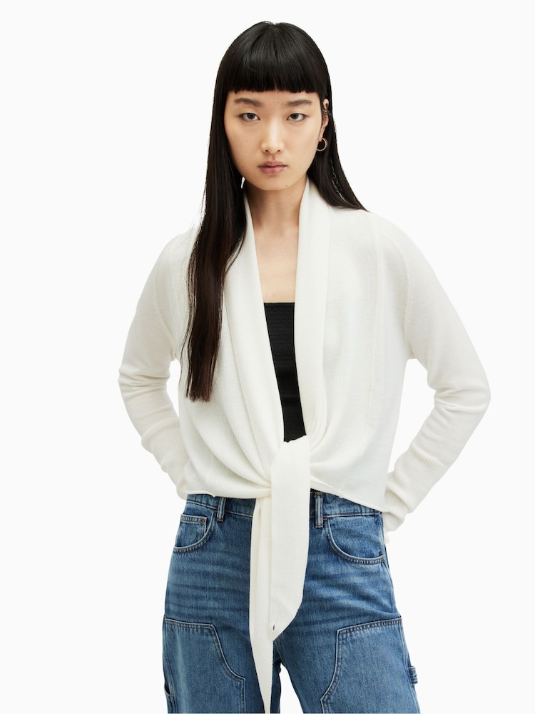 AllSaints White Wasson Pirate Cardigan - Image 8 of 9