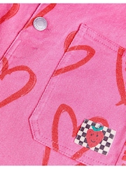 Monsoon Pink Heart Print Denim Dungarees - Image 3 of 3