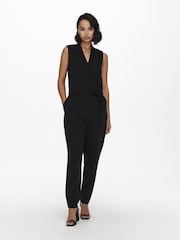 JDY Black Sleeveless Belted Jumpsuit - Image 1 of 6