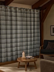 Grey Woven Check Eyelet Lined Curtains - Image 2 of 3