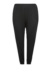 Yours Curve Black Full Length Jersey Cuffed Harem Joggers - Image 5 of 6