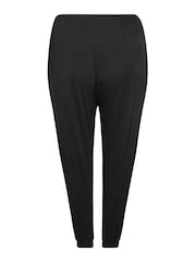 Yours Curve Black Full Length Jersey Cuffed Harem Joggers - Image 6 of 6
