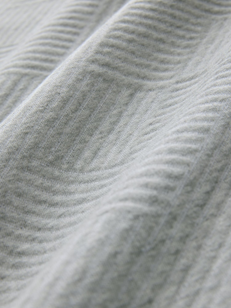 Grey Cuban Collar Textured Jersey Short Sleeve 100% Cotton Shirt - Image 7 of 7